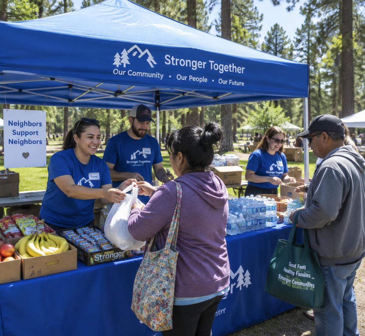 Keith Majors Agency community event tent handing out food to neighbors