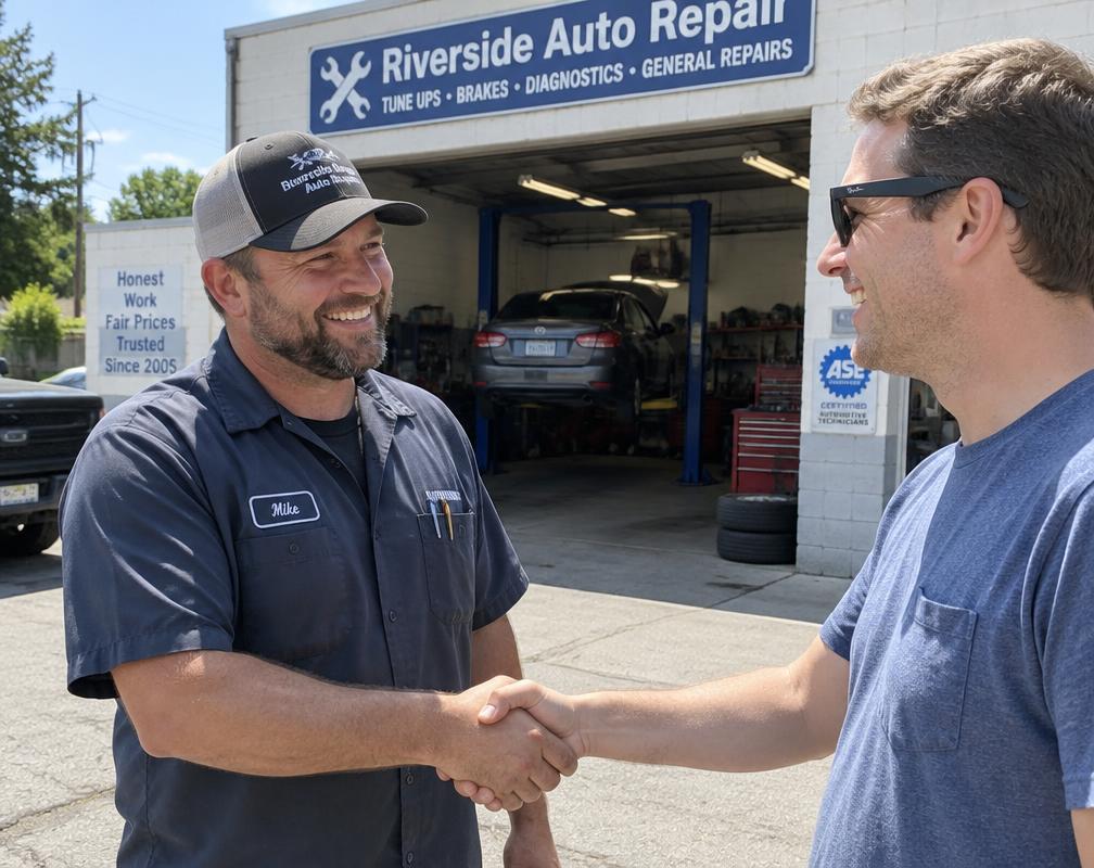 Keith Majors shaking hands with a local Flagstaff business owner